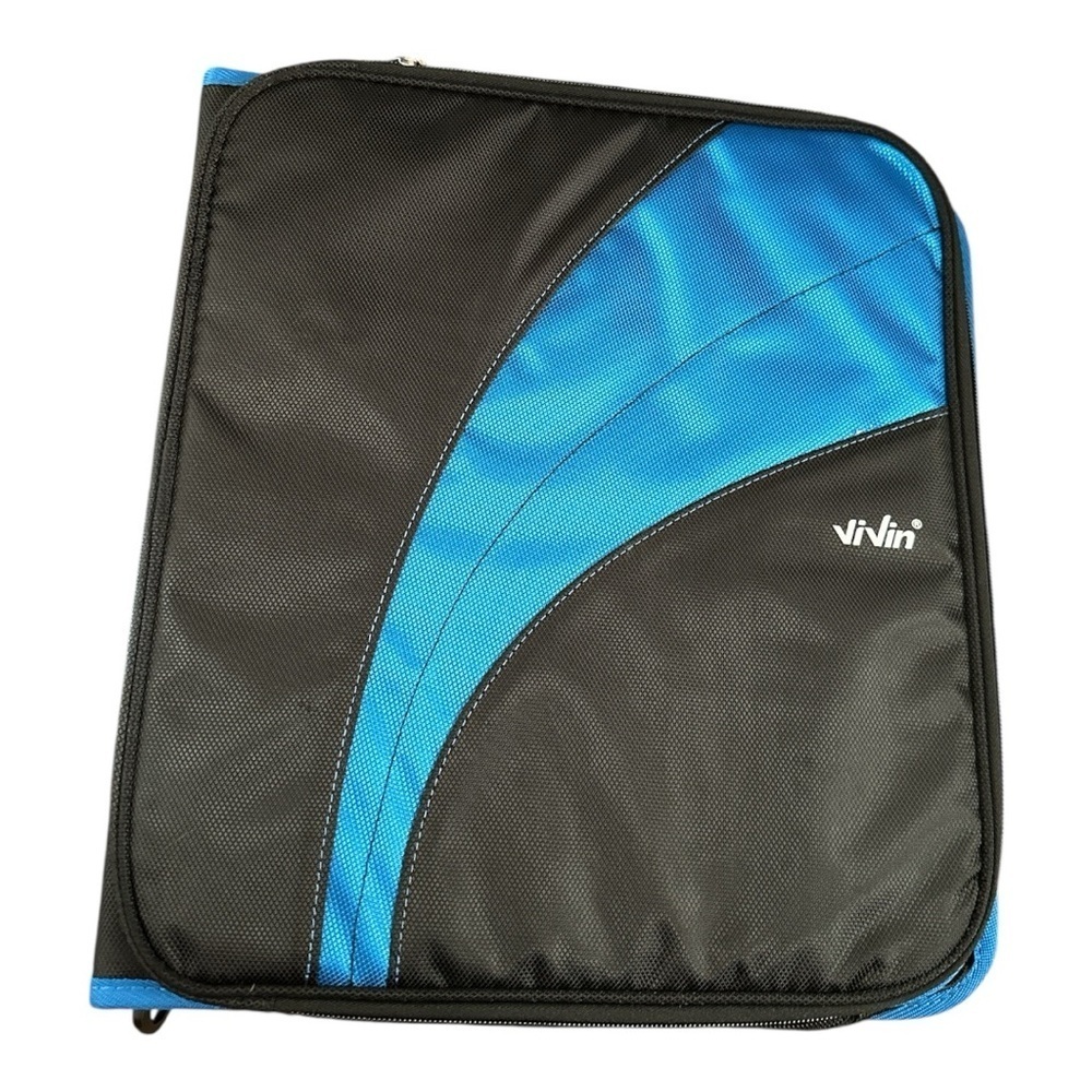ViVin Blue Zipper Binder 2” Ring w/ Strap & Handle – 450 Sheet Capacity